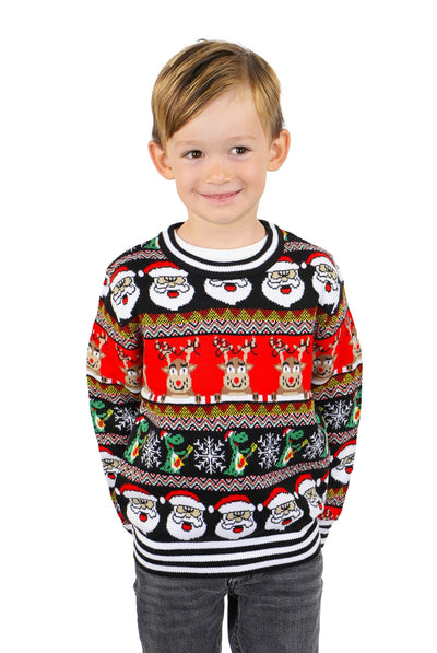 SOCAL LOOK Kids Ugly Christmas Sweater - Multicolor Long Sleeve Unisex Children Cute Festive Reindeer Holiday Xmas Pullover for Boys & Girls